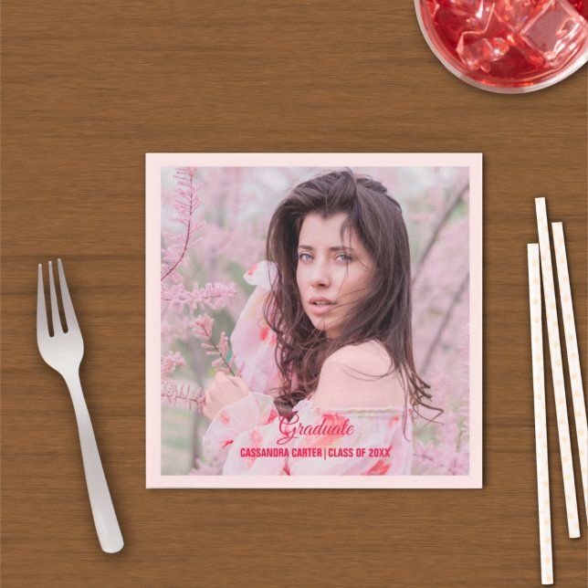 Serviette En Papier Élégant Diplômé Photo personnalisée (Créateur téléchargé)