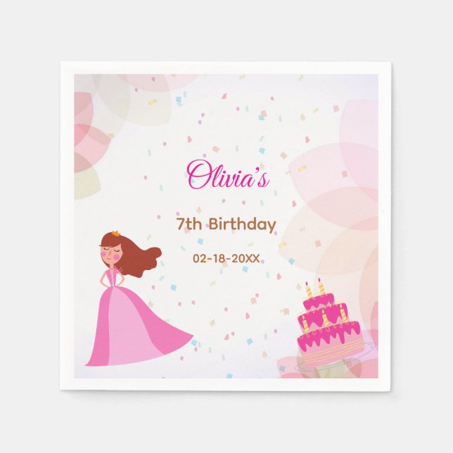 Serviette En Papier Elegant Disney princess birthday (Devant)