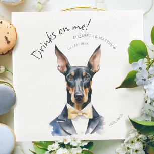 Serviette En Papier Elégant Doberman Waiter Aquarelle personnalisable