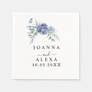 Serviette En Papier Élégant Dusty Blue Greenery Fournitures Mariages