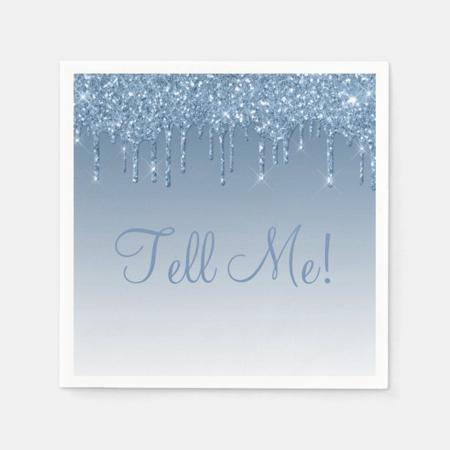 Serviette En Papier Élégant écriture glacée bleu glamour pailleté fémi (Devant)
