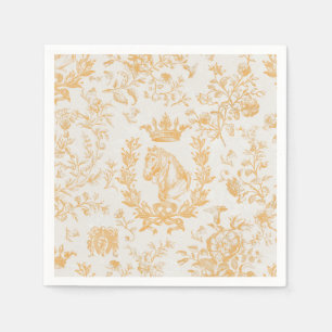 Serviette En Papier Élégant, élégant, beige or, toile équestre