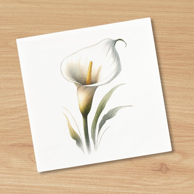 Serviette En Papier Elégant et moderne Calla Lily Cocktail chic (Créateur téléchargé)