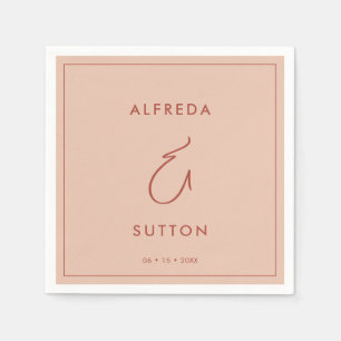 Serviette En Papier Elégant et moderne mariage de pêche