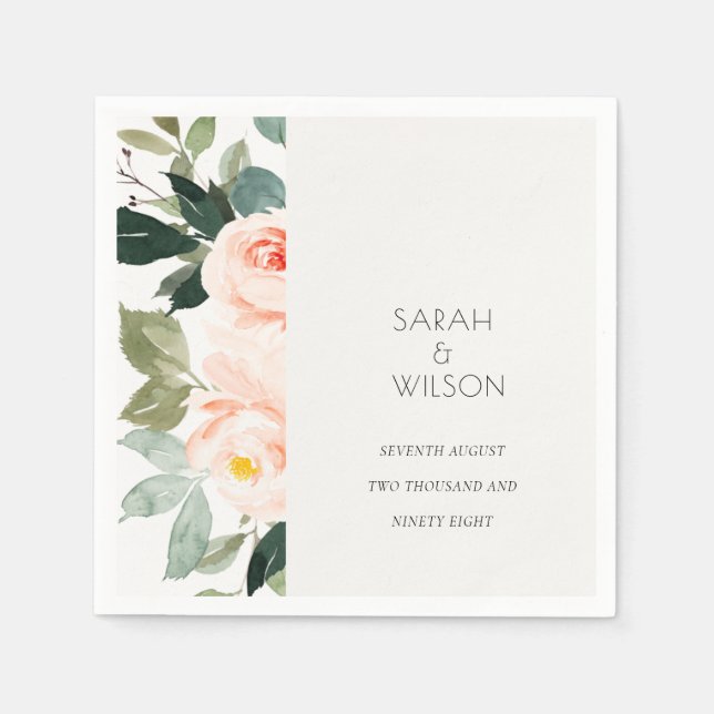 Serviette En Papier Elégant Eucalyptus Blush Rose Mariage rose (Devant)