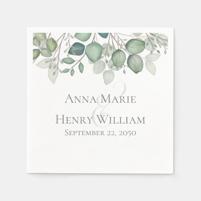 Serviette En Papier Élégant Eucalyptus Feuille Végétation Foliage (Devant)