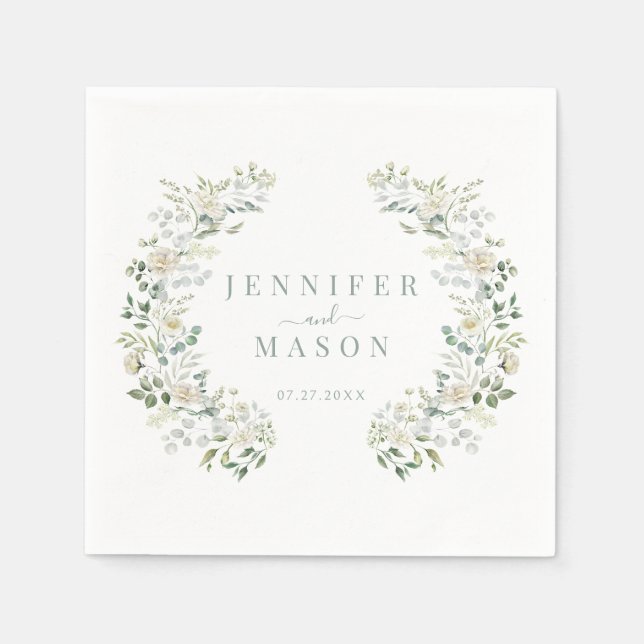 Serviette En Papier Elégant Eucalyptus Mariage botanique (Devant)