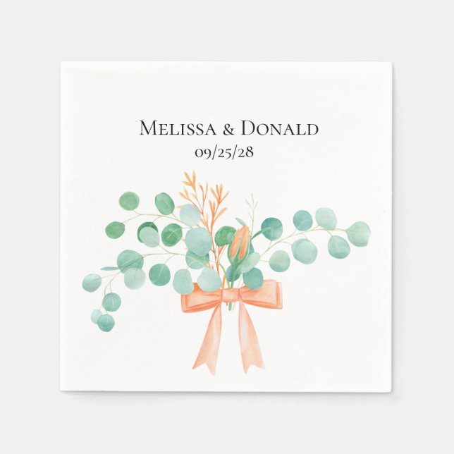 Serviette En Papier Elégant Eucalyptus Mariage floral (Devant)