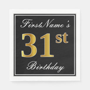 Serviette En Papier Elégant, Faux Gold 31ème anniversaire + Nom person