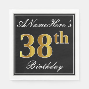 Serviette En Papier Élégant, Faux Gold 38e anniversaire + Nom person