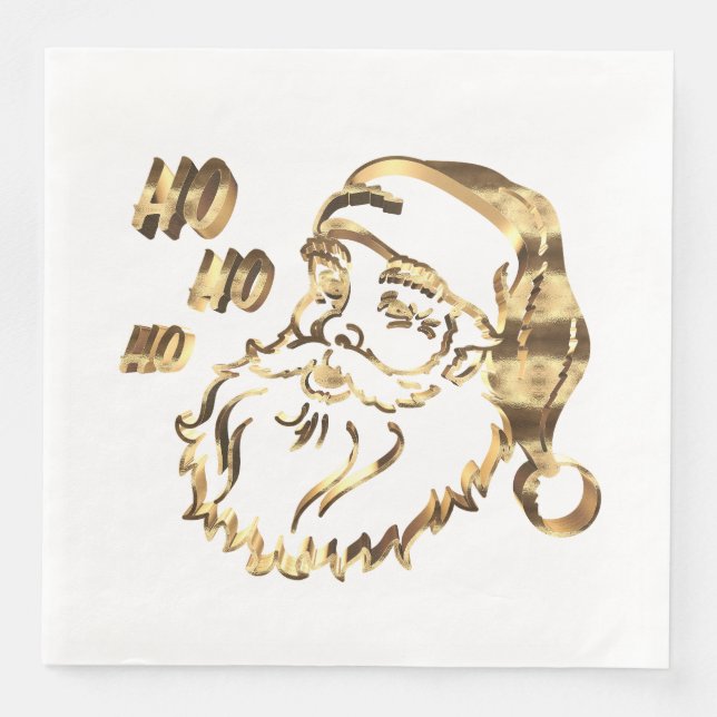 Serviette En Papier Élégant Faux Gold Santa Claus Père Noël (Devant)