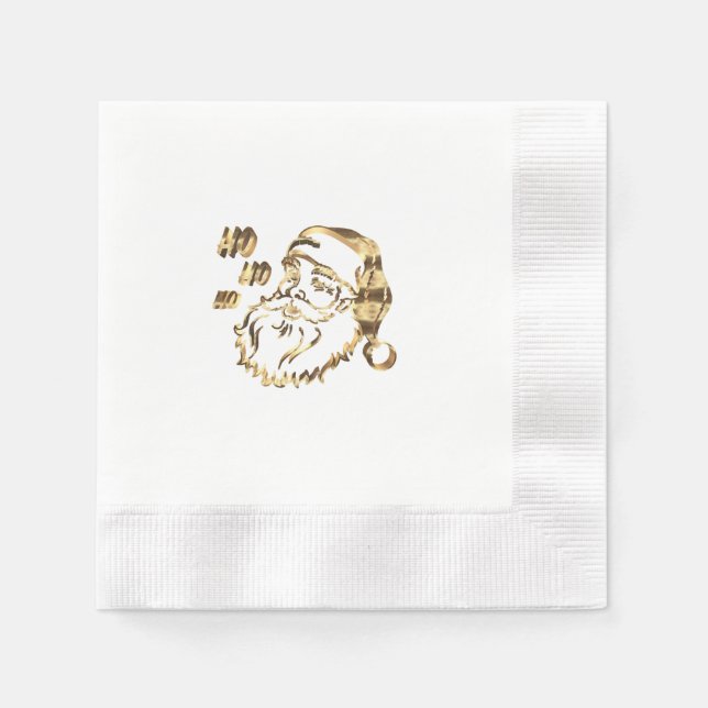 Serviette En Papier Élégant Faux Gold Santa Claus Père Noël Nap (Devant)