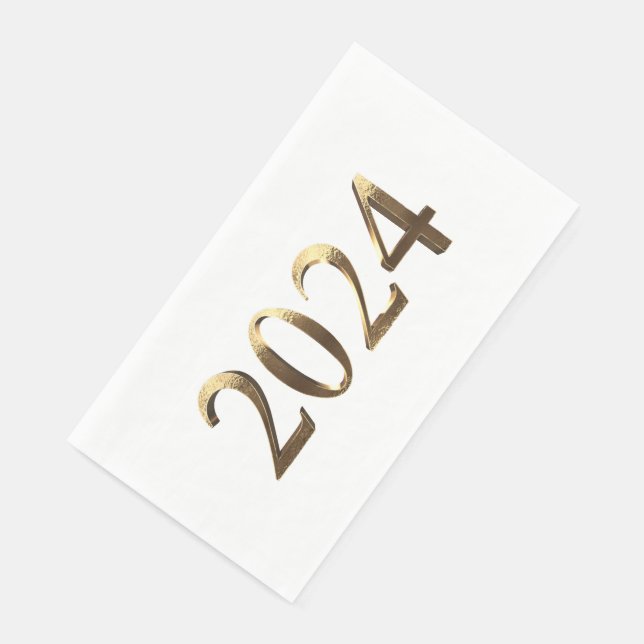 Serviette En Papier Elégant Faux Golden Numbers Bonne année 2024 (Coin)