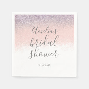 Serviette En Papier Élégant Faux Ombré Pailleté Rose pour Baby Shower