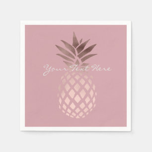 Serviette En Papier élégant faux rose or tropical ananas