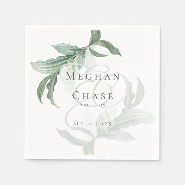 Serviette En Papier Élégant feuillage tropical (Devant)