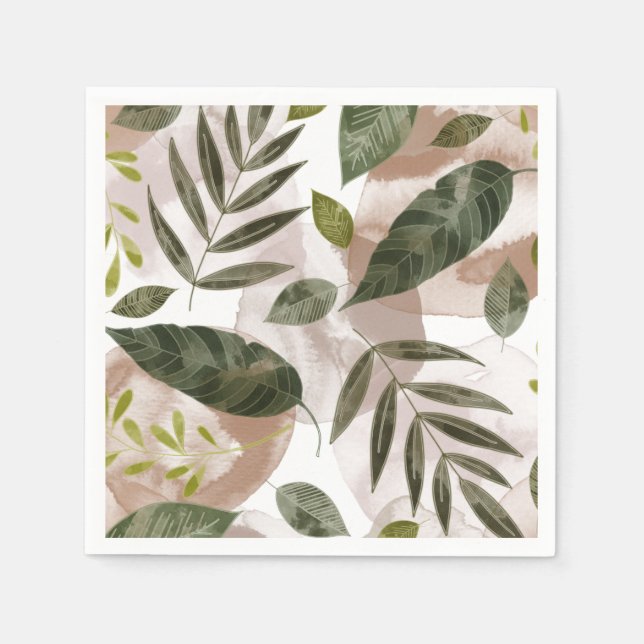 Serviette En Papier Élégant Feuilles de Safari Botanique (Devant)