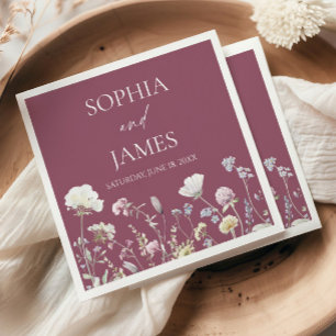 Serviette En Papier Élégant Fleur de Fleuriste Fleurs Mariage