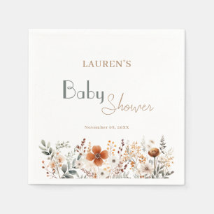 Serviette En Papier Élégant Fleur sauvage Boho Baby shower neutre genr
