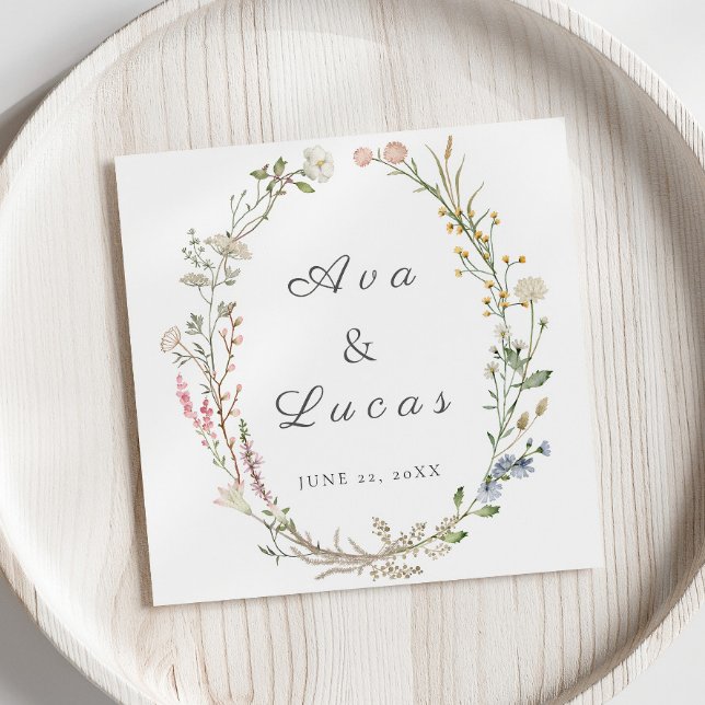 Serviette En Papier Elégant Fleur sauvage Floral Mariage Jardin  (Créateur téléchargé)