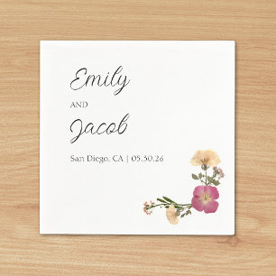 Serviette En Papier Élégant Fleur sauvage Garden Party Simple Mariage