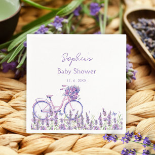 Serviette En Papier Élégant Fleur sauvage Lavender Baby shower de vélo