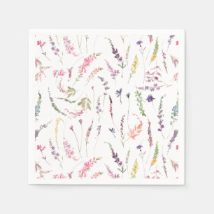 Serviette En Papier Élégant Fleur sauvage moderne Mariage aquarelle 