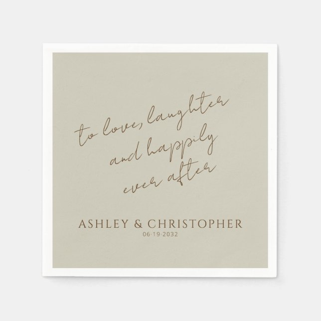 Serviette En Papier Élégant Fleur sauvage moderne Taupe Mariage (Devant)