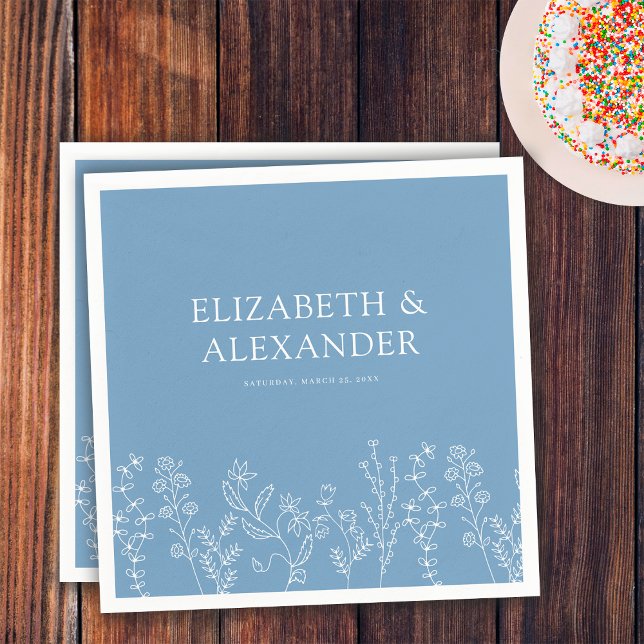 Serviette En Papier Élégant Fleur sauvage Périwinkle Mariage (Créateur téléchargé)