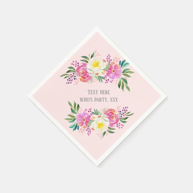 Serviette En Papier élégant, fleurs de printemps rose (Coin)