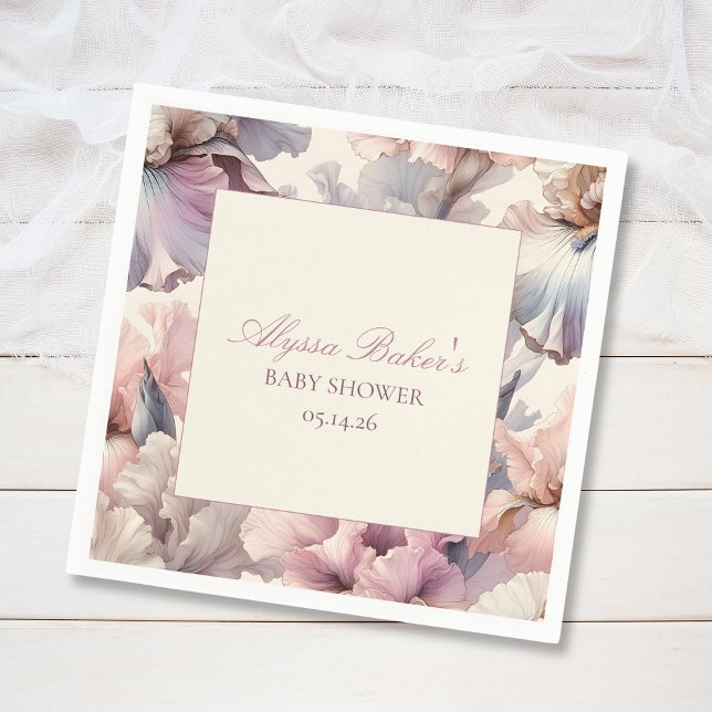 Serviette En Papier Elégant floral Blush moderne Baby shower bébé fill (Créateur téléchargé)
