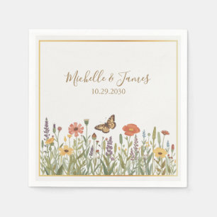 Serviette En Papier Élégant Floral Bohème Fleur de Mariage Sauvage