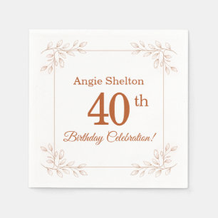 Serviette En Papier Élégant floral botanique pour 40e anniversaire