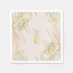Serviette En Papier Élégant floral botanique tropical rose doré