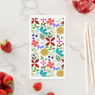 Serviette En Papier Élégant floral folklorique latino-américain