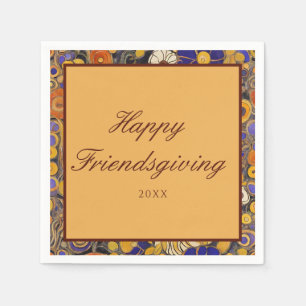 Serviette En Papier Élégant Floral Joyeux Ami
