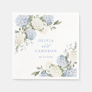 Serviette En Papier Élégant floral mariage en bleu avec verdure d'hort