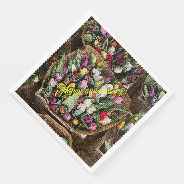 Serviette En Papier Élégant Floral Moderne (Coin)