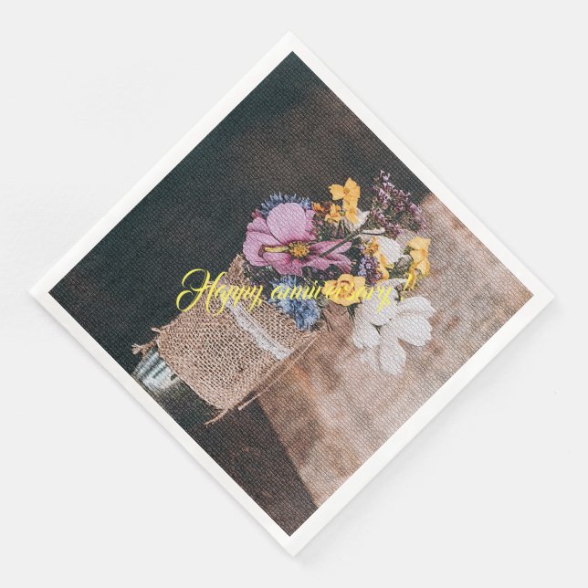 Serviette En Papier Élégant Floral Moderne (Coin)