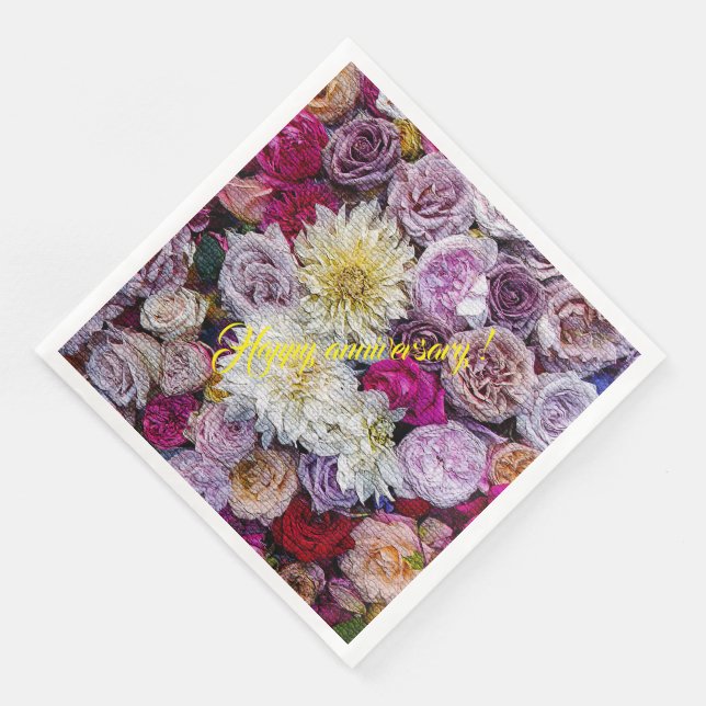 Serviette En Papier Élégant Floral Moderne (Coin)