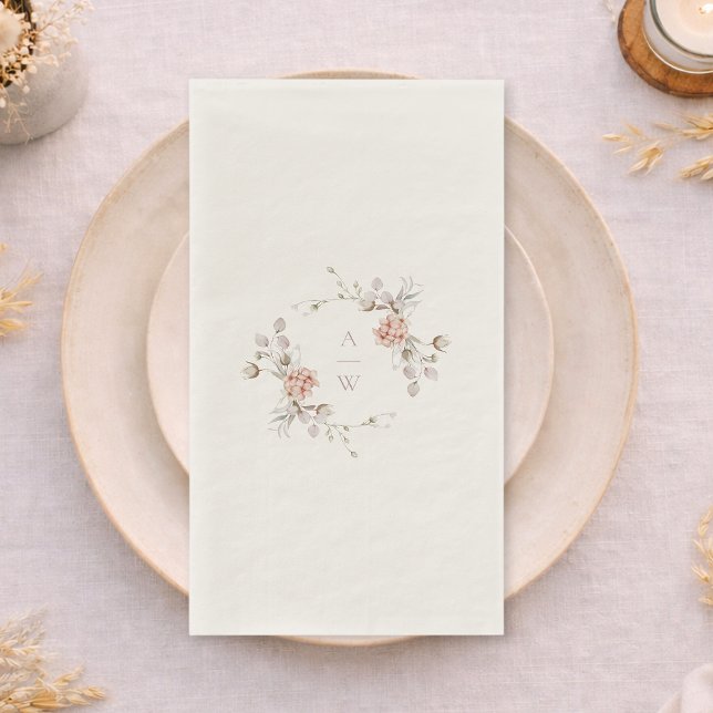 Serviette En Papier Elegant Floral Monogram Wedding Guest Towel (Créateur téléchargé)