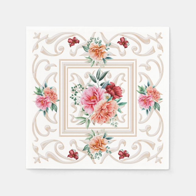 Serviette En Papier Elegant Floral Napkin (Devant)