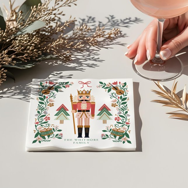 Serviette En Papier Élégant floral Noisette de Noël Ballet Musical (Elegant Floral Christmas Nutcracker Ballet Musical Napkins)