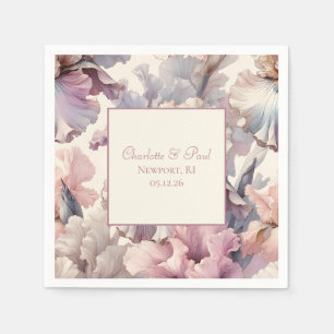 Serviette En Papier Élégant floral romantique classique Blush Mariage