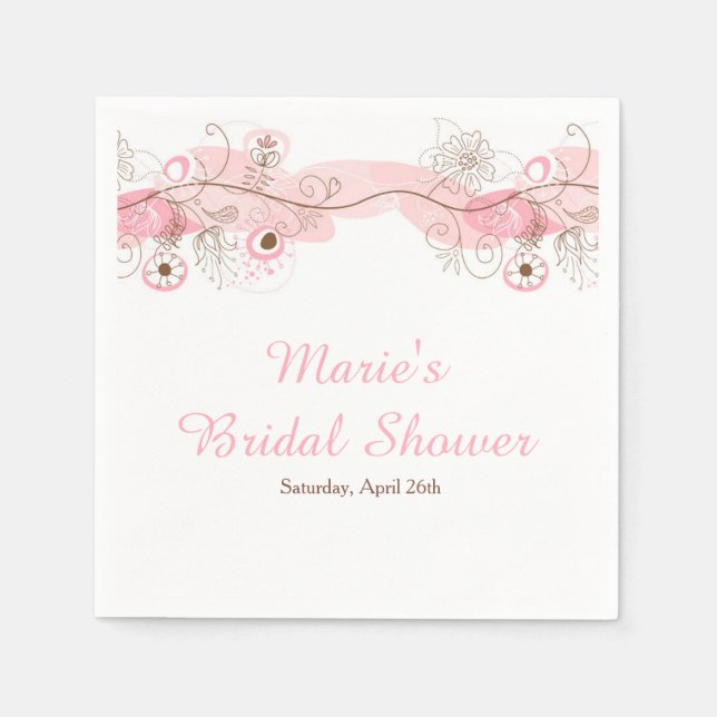 Serviette En Papier Elegant Floral Twist Bridal Shower in Pink (Devant)