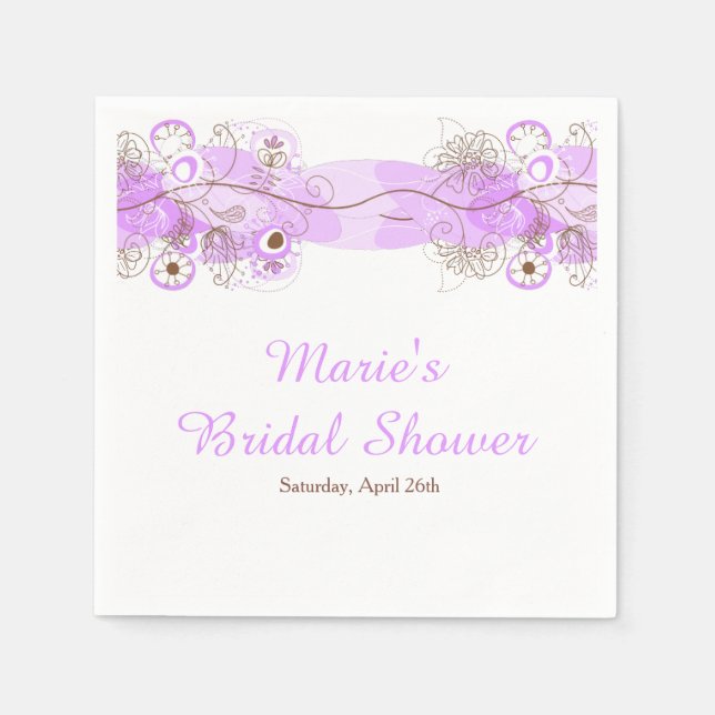 Serviette En Papier Elegant Floral Twist Bridal Shower in Purple (Devant)