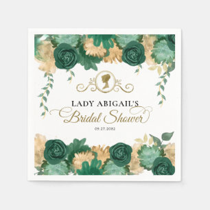 Serviette En Papier Élégant floral vert victorien Baby Shower