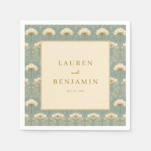 Serviette En Papier Élégant Floral Vintage Beige