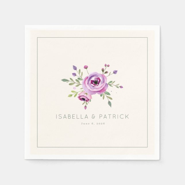 Serviette En Papier Elegant Floral Wedding Announcement (Devant)