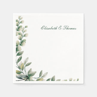 Serviette En Papier Élégant fond feuilles d'eucalyptus mariage